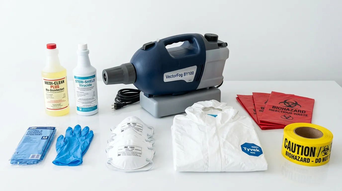 Professional biohazard remediation crew working in Erie